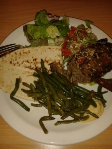 Culinary delights: lamb kofta with salad and green beans