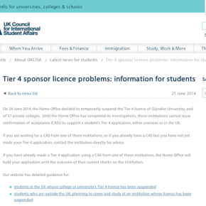 UKCISA has a webpage specifically helping those with concerns around sponsor licences