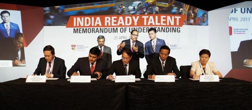 IE Singapore, Confederation of Indian Industry, Nanyang Technological University, National University of Singapore, Singapore Management University sign an MOU to expand the Young Talent Programme at the ASEAN-India Business Forum