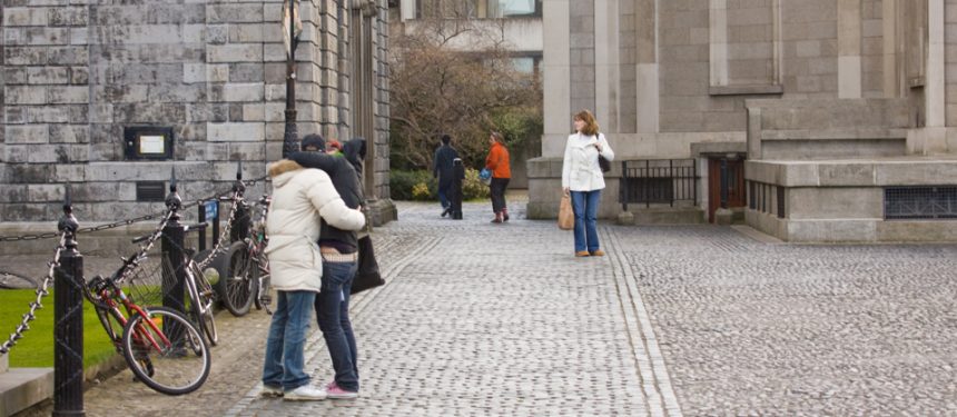 Irish students on campus at Trinity College Dublin
