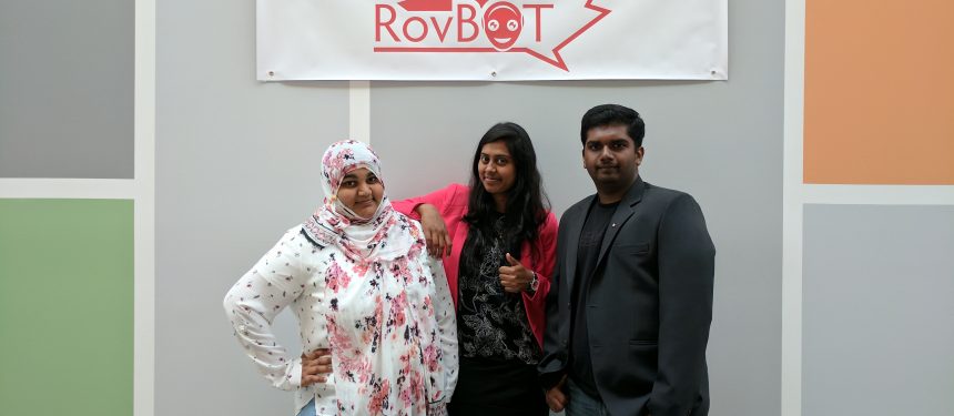 Ruhi Madiwale, Dhivya Jayaraman and JeyaBalaji Samuthiravelu, computer science graduate students behind RovBot.